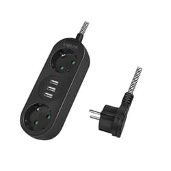 LogiLink LPS262U multiprise 1,5 m 2 sortie(s) CA Intérieure Noir