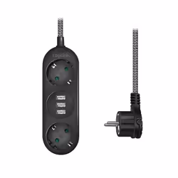 LogiLink LPS262U multiprise 1,5 m 2 sortie(s) CA Intérieure Noir