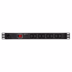 LogiLink PDU8A02, Basique, 1U, Aluminium, Noir, 8 sortie(s) CA, Coupleur C13