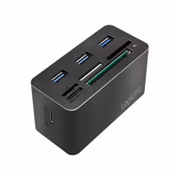 LogiLink CR0046, Avec fil, USB 3.2 Gen 1 (3.1 Gen 1) Type-C, Noir, CF, MS Micro (M2), Clé USB (MS), MicroSD (TransFlash), SD, ...