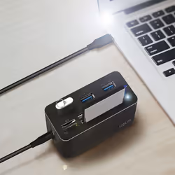 LogiLink CR0046 station d'accueil Avec fil USB 3.2 Gen 1 (3.1 Gen 1) Type-C Noir