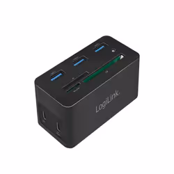 LogiLink UA0370, Avec fil, USB 3.2 Gen 1 (3.1 Gen 1) Type-C, 60 W, 10,100,1000 Mbit/s, Noir, CF, MicroSD (TransFlash), SD