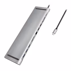 LogiLink UA0373, Avec fil, USB 3.2 Gen 1 (3.1 Gen 1) Type-C, 100 W, 3,5 mm, 10,100,1000 Mbit/s, Aluminium