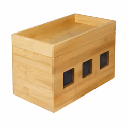 LogiLink KAB0076 - Logitech Kabelbox aus Bambus, Cache de rallonge électrique, Bois, Bois, 140 mm, 255 mm, 165 mm