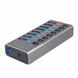 LogiLink UA0387, USB 3.2 Gen 1 (3.1 Gen 1) Type-B, USB 3.2 Gen 1 (3.1 Gen 1) Type-A, 5000 Mbit/s, Gris, Aluminium, 60 W