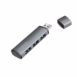 LogiLink USB 3.2 Gen 2 Hub, 3-port, USB-A, aluminum, grey