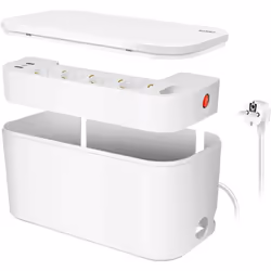LogiLink Outlet Strip, Storage box w/4 safety +1 Euro socket, w/2x USB-A, 1x USB-C, white