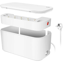 LogiLink Outlet Strip, Storage box w/4 safety +1 Euro socket, w/2x USB-A, 1x USB-C, white