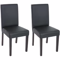 Lot de 2 chaises de séjour Littau, simili-cuir, noir mat, pieds foncés
