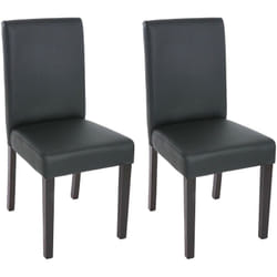 Lot de 2 chaises de séjour Littau, simili-cuir, noir mat, pieds foncés