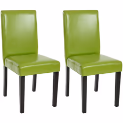 Lot de 2 chaises de séjour Littau, simili-cuir, vert, pieds foncés