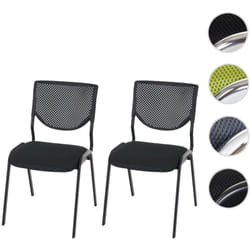 Nova - 2 x chaise visiteur T401, chaise de conférence, empilable, tissu - siège noir, pieds chromés