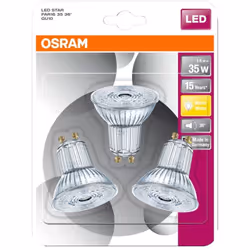 OSRAM - LED STAR PAR16 3,3W/827 230V GU10 blister de 3 lampes - 4052899388192 -Led star par16 33w827 230v gu10 blister de 3 l ...