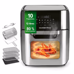 Friteuse à air chaud - GOURMETmaxx - Four XXL - 12 l - 1800 W - Écran tactile tournebroche
