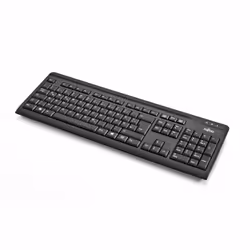 Fujitsu KB410, Taille réelle (100 %), Avec fil, USB, Clavier mécanique, QWERTY, Noir