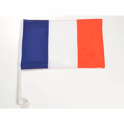 Drapeau de voiture France Dimensions: 30 x 45 cm avec support pour la vitre latérale de la voiture montage facile et maintien ...