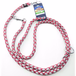 Laisse réglable Cavo Reflect pour chien. couleur Fushia. Taille S-M. longueur 2 mètres ø12mm. bande tressée en rond. réfléchi ...