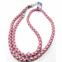 Laisse réglable Cavo Reflect pour chien couleur Fushia. Taille L-XL. 2 mètres ø18mm. bande tressée en rond. réfléchissante. 3 ...