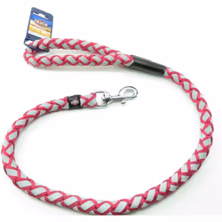 Laisse Cavo Reflect pour chien couleur Fushia. Taille L-XL. longueur 1 mètre ø 18mm. bande tressée en rond. réfléchissante. L ...