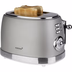 Korona Retro Tostapane Funzione toast, Con griglia scaldabriosche Grigio, 2 part(s), Gris, Métal, Boutons, Chine, 850 W