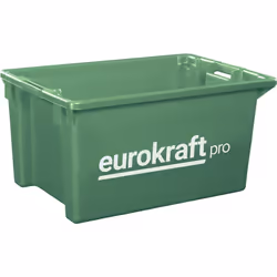 Bac gerbable emboîtable en polypropylène qualité alimentaire, capacité 70 l, lot de 2, parois et fond pleins, vert. Produit l ...
