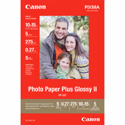 Canon Papier photo brillant extra II 10 × 15 cm PP-201 - 5 feuilles, Gloss, A6, 10x15 cm, 5 feuilles, 150 mm, 100 mm