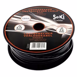 Câble de haut-parleur - SEKI - 312627 - Rond 2 x 075 mm² - 100 m - Noir