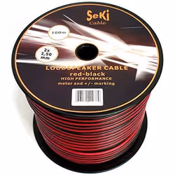 Câble de Haut-Parleur - SEKI - 2 x 25 mm² - Rouge-Noir - Bobine 100 m - CCA