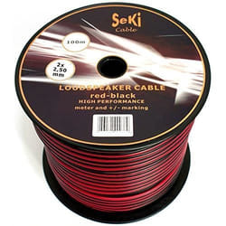 Câble de Haut-Parleur - SEKI - 2 x 25 mm² - Rouge-Noir - Bobine 100 m - CCA