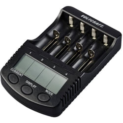 Voltcraft - Chargeur de piles rondes CC-2 NiMH, NiCd, Li-ion LR6 (aa), LR03 (aaa), LR14 (c), sub-C, 26650, 26500, 18650,