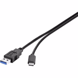 Renkforce RF-3241262, 0,3 m, USB A, USB C, USB 3.2 Gen 1 (3.1 Gen 1), 10000 Mbit/s, Noir