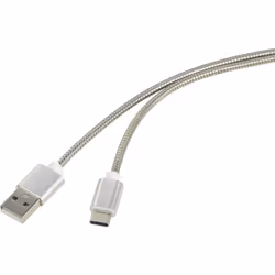 Renkforce RF-4888674, 0,5 m, USB A, USB C, USB 2.0, 480 Mbit/s, Argent