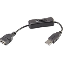 Renkforce - Câble usb usb 2.0 usb-a mâle, usb-a femelle 0.25 m noir avec interrupteur On/Off, contacts dorés RF-3322982