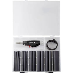 Toolcraft - TC-HSK-27 Kit de tourillonnage, set de gaines thermorétractables avec mini-brûleur à gaz chaud 1300 °c.