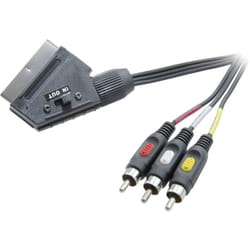 Speaka Professional - Câble de raccordement SP-7869848 [1x péritel mâle - 3x Cinch-RCA mâle] 2.00 m noir avec commutateur