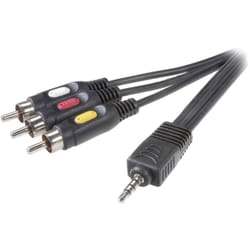Speaka Professional - Câble de raccordement SP-7869876 [1x Jack mâle 3.5 mm - 3x Cinch-RCA mâle] 2.00 m noir