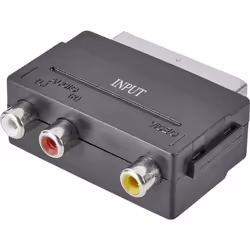 enquête 3 entrées RCA-AV (jaune/rouge/blanc) Sortie péritel description Adaptateur Audio-/Video SCART - RCA L'adaptateur conv ...