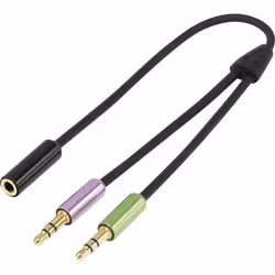 SpeaKa Professional SP-7870576, 2 x 3.5mm, Mâle, 3,5mm, Femelle, 0,21 m, Noir