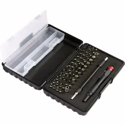 Informations techniques Jeu de 67 pièces 1x Tournevis porte-embout magnétique en aluminium (115 mm / Embout rouge 186C) 1x Ra ...