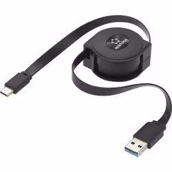 Renkforce RF-4352328, 0,8 m, USB A, USB C, USB 3.2 Gen 1 (3.1 Gen 1), 10000 Mbit/s, Noir