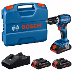 Caractéristiques :Kit professionnel : Perceuse-visseuse à percussion sans fil GSB 18V-45 + 3 x ProCORE18V 4.0Ah + GAL 18V-40  ...