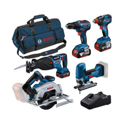 Bosch - Pack 5 outils : gsr 18V-55 + gst 18V-125 s + gks 18V-57-2 + gsa 18V-28 + gdx 18V-200 + 3 batteries 4.0Ah + gal 18V-40 + sac l