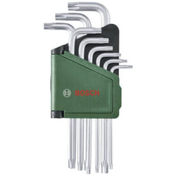 Bosch - set de 9 clés torx (clés multitâches en acier S2 TX8-TX40 côté long surface antirouille, barrette de rangement)