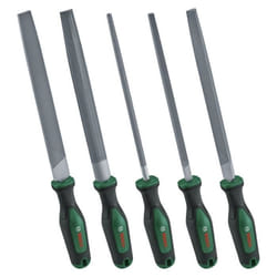 Bosch Set de 5 limes (limes ronde/demi-ronde/plate/triangulaire/carrée   acier au carbure dur   course moyenne 2   Softgrip)