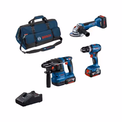 Combo Kit 18V - BOSCH - avec 3 outils GSB 18V-45 + GWS 18V-10 + GBH 18V-22 + 2 batteries 5,0 Ah + 1 batterie 5,5 Ah (ProCORE) ...