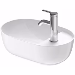 Lave-main à poser Luv dimensions : 420 × 270 × 140 mm matériau DuraCeram , couleur blanc alpin partie inférieure polie sans t ...