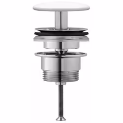Bonde non refermable pour lavabo matériau : métal raccord G 1 1/4 cache-tête Ø 65 mm, couleur : blanc adapté pour l’installat ...