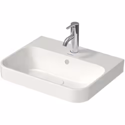 Duravit Happy D.2 Plus lavabo sur le dessus, 500x400 mm, poli, avec trop-plein, avec banc à trous de coulée sans trou de coul ...