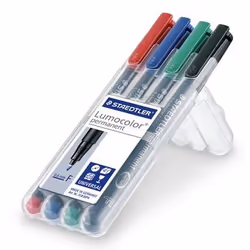 Staedtler Lumocolor 318 WP4 marqueur indélébile Pointe fine Noir, Bleu, Vert, Rouge 4 pièce(s)