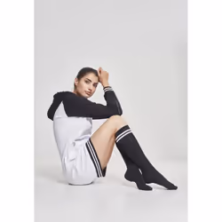 Urban Classics TB770, Chaussettes remontant jusqu'aux genoux, Noir, Blanc, Adulte, Femelle, 40-42, Long jusqu’au genou